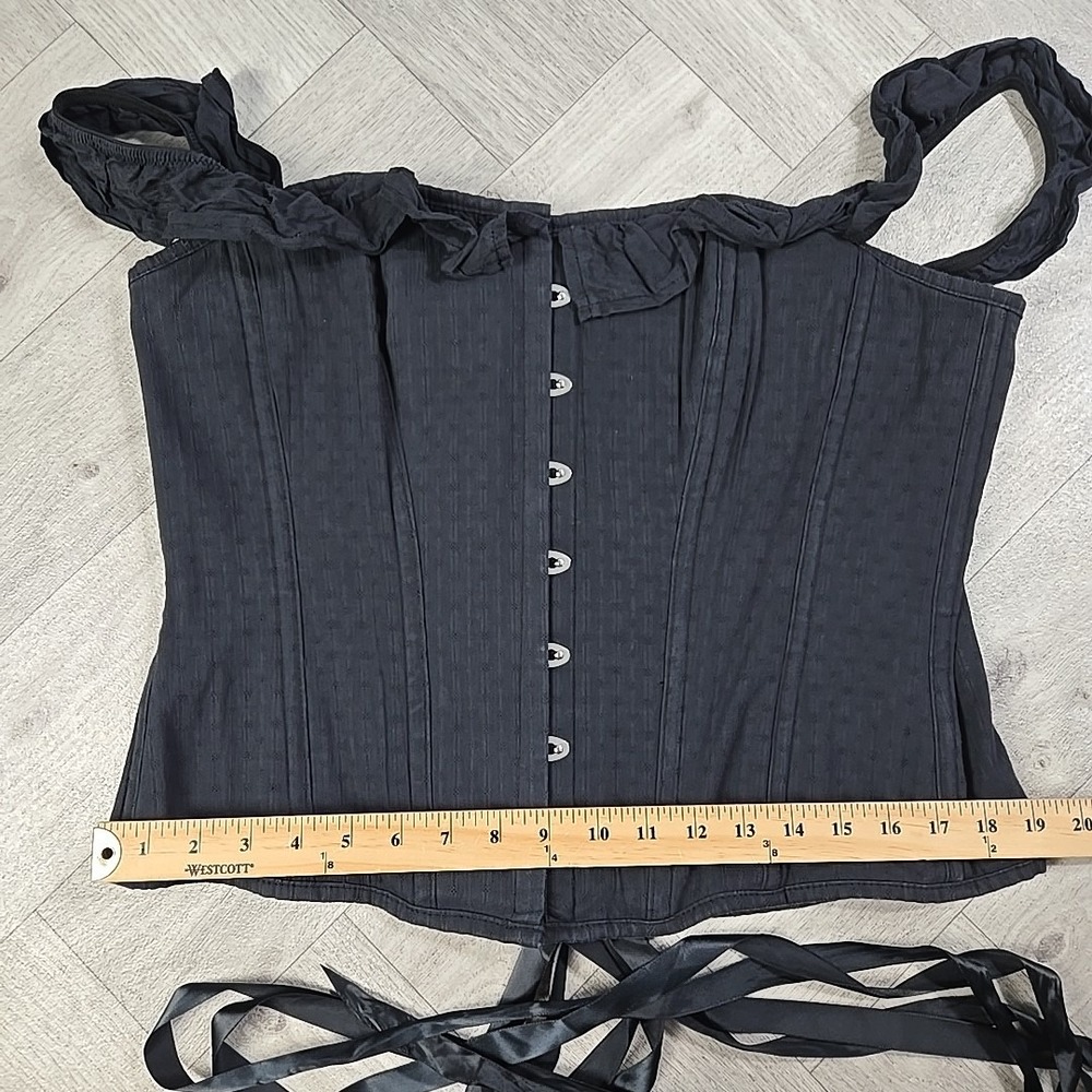 Corset Story Black Textured Cotton Corset Top Off The Shoulder UK 18 US 14 - Picture 12 of 16